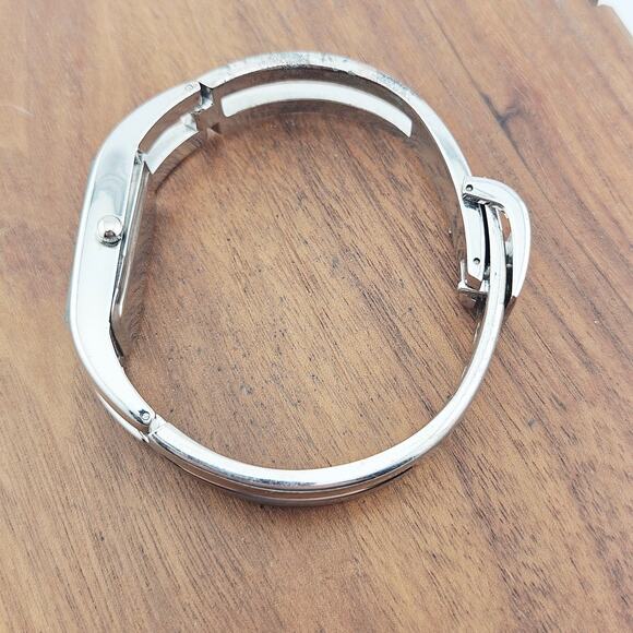 Kimio Women's Silver Tone Cuff Bracelet Watch Rectangle Black Dial Sophisticated - Picture 4 of 6